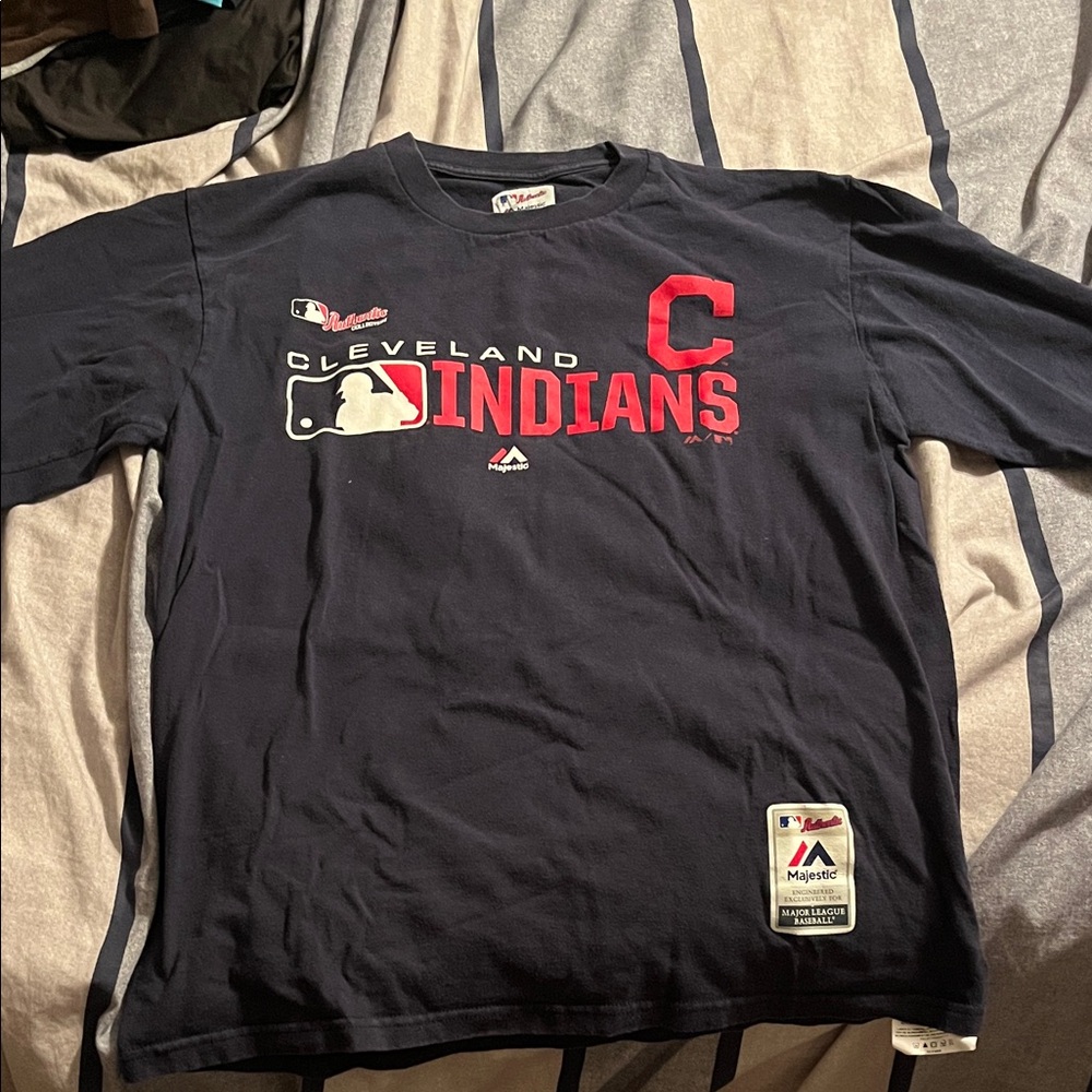 Majestic Navy Cleveland Indians Tee